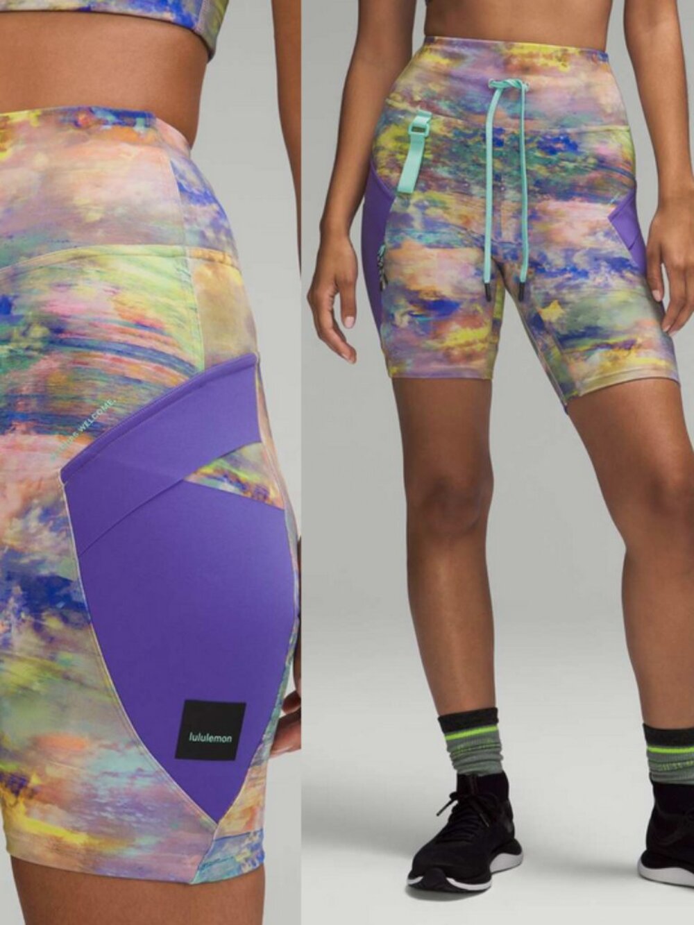 Lululemon Cargo Super-High-Rise Hiking Shorts Tie Dye Rock Climbing